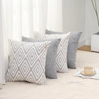 HPUK Decorative Throw Pillow Covers Set of 4 Couch Pillows Accent Cushion Cover for Couch Sofa Living Room, 20"x20" inches, Grey