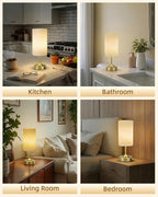 Cordless Lamp, 2-Pack, Dimmable, Ambient Light, 2700K, Timer, Touch Control, Portable, LED, Battery Operated, Rechargeable, Wireless, Desk Lamp, Kitchen Lamp, Fabric Shade, for Bedroom, Living Room