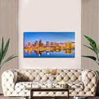 AIYISU Florida Wall Art Tampa Downtown Skyline Canvas Picture USA City Landscape Wall Decor, Modern Cityscape Painting Night River Prints Poster Artwork for Living Room Bedroom Home Decoration 24x48