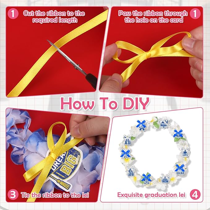Leis for Graduation 2026, Artificial Flower Wreath with Cards Graduation Lays Gifts, Congrats Grad for High School