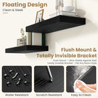 FLYJOE 48 Inch Long Floating Shelves for Wall Set of 1, 12" D Wood Grain Bathroom Shelves with Invisible Brackets, Easy Install Engineered Wood Storage Shelves for Kitchen, Living Room, Bedroom