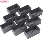 DIOMMELL 9 Pack Foldable Cloth Storage Box Closet Dresser Drawer Organizer Fabric Baskets Bins Containers Divider for Clothes Underwear Bras Socks Lingerie Clothing, M Grey 090