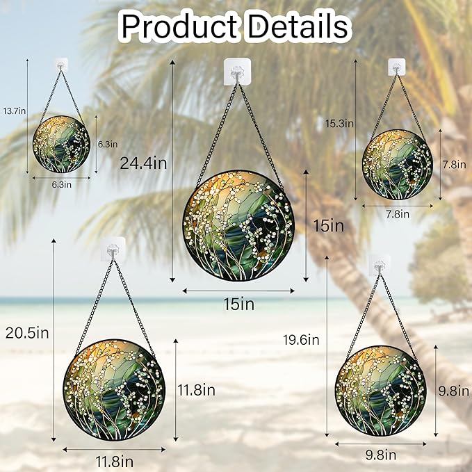 Stained Glass Suncatcher, Yellow Green Gradient Flower Sun Catcher Plants Stain Glass Window Hanging Decoration Mother's Day Birthday Gifts for Women Men Mom and Nana 9.8 in