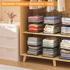 JKsmart 4-Tier Stackable Closet Organizer，Extra Large Clothing Cupboard Organizer System Clothes Storage Shelf- Closet Wardrobe Storage Bins for Jeans, Pants, Sweaters,Purse,t-Shirt Organization