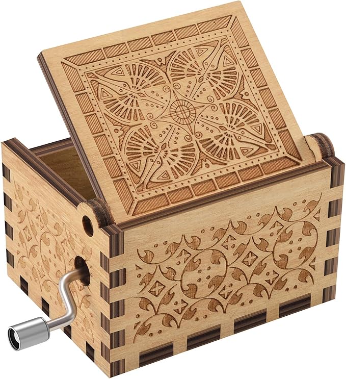 Wood La Vie En Rose Music Boxes,Carved Hand Crank Musical Box Wooden Classic Handmade Engraved Valentines Birthday Gift for Kids Boys Girls Friends (Wood-La Vie En Rose)