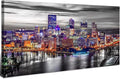 Extra Large Pittsburgh Wall Art Black and White Cityscape Wall Decor Modern Night City Skyline Picture Office Decor Pennsylvania Skyscrapers Canvas Prints for Bedroom Living Room Decoration 30x60"