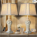 LuxSight Collection 32" Tall Table Lamps Set of 2 - Bedside Lamp with Fabric Shades - for Bedroom and Living Room with USB and Nightlight - Perfect for Nightstands and Bedrooms - Bulbs Included