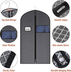 Univivi Suit Bags for Closet Storage and Travel, 40 Inch Hanging Garment Bags for Men Suit Cover with Clear Window and ID Card Holder for Suit Jacket, Shirt and Coat, 10 Pack, Black