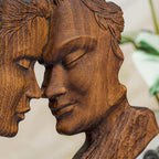 BGCOPPER Wooden Couple Statue, Abstract Couple Sculptures Ornament for Home Decor Women Gift for Anniversary Wedding (10 Inch)