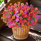 Artificial Fake Flowers Plants for Outdoor Spring Summer Decor, 12 Bundles Faux Silk Flowers for Outdoor Outside Planter Colorful Daisy UV Resistant Look Real for Front Door Porch Patio Yard