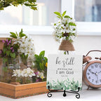 Inspirational Christian Desk Decor, Be Still And Know That I Am God Eucalyptus Sign, Desk Decorations For Office Home Living Room Bathroom, Eucalyptus Shelf Decor, Wooden Plaque With Stand (09)