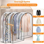 4 Pack Full Clear Garment Bags with Side Zipper, 40&60" Clothes Covers with 10" Gusset, Transparent Hanging Suit & Coat Covers for Closet Storage, Jackets, Dresses, Windbreakers