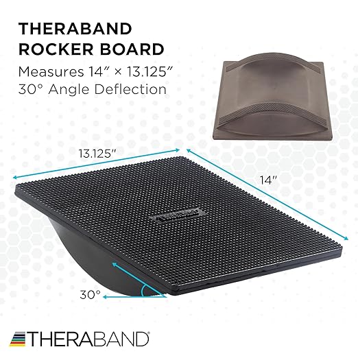 THERABAND Rocker Board Stability and Balance Trainer, Lateral Wobble Board, Core Strength Balance Board for Adults, Physical Therapy, Agility Training, Compact Non-Slip Design