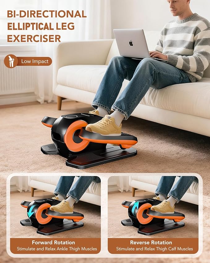 Under Desk Oval Exercise Machine Electric Oval Leg Exerciser Seen on TV 12 Speed Foot Exerciser for Seniors Portable Mini Seat Pedal Exerciser for Home Office