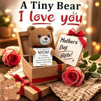 WELLBANEE Birthday Gift for Mom from Daughter, Cute Crochet Bear, Thoughtful Present for Mother, Mama, Mommy, Women, Small Emotional Keepsake for Home, Bedroom, Kitchen Shelf