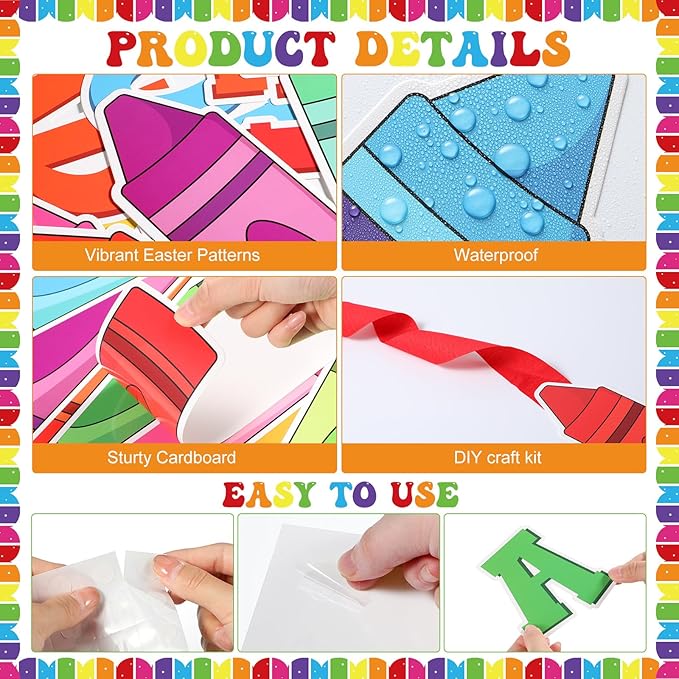 Epakh Bulletin Board Set DIY Decorations 3D Paper Cutouts for Summer Window Chalkboards Wall Door Decor(Colorful Crayon)