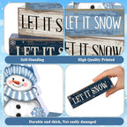 Lineshading 4 Pcs Christmas Table Decoration Blue and White Snowman Decor Winter Tiered Tray Decor Christmas Centerpiece Decorative Wooden Snowman Block Sign Gift Winter Decoration for Home Kitchen