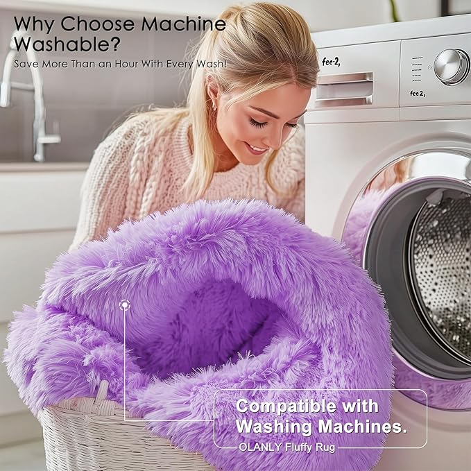 OLANLY 2x4 Machine Washable Runner Rugs for Hallway, Soft Fluffy Shaggy Bedside Rugs for Bedroom, Living Room, Indoor Floor Carpet for Kids Girls and Boys, Nursery Rooms, Home Decor Aesthetic, Purple
