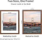 16x20 Picture Frame Brown Set of 3, Display Pictures 11x14 with Mat or 16 x 20 Without Mat, Poster Frames 16x20 for Wall Hanging Horizontal and Vertical