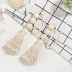 Wood Bead Garlands,Farmhouse Beads Tasels,Rustic Country Decor Prayer Beads for Home Door Knob Decor