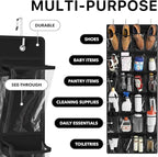 Simple Houseware 24 Pockets Large Clear Pockets Over The Door Hanging Shoe Organizer, Black (56" x 22.5")