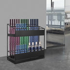 Umbrella Holder Entryway, Umbrella Stand Rack 26.8*12.6*27.6in Metal Square Umbrella Rack Organizer Removable Drip Tray Drip Tray Handle Hollow-Out Design Raised Feet for Canes, Belts, Hats