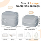Comforter Storage Bag - 110L Large Capacity Blanket Storage Bags 2-Layer Ultra Space Saving Self Compression Organizer, Washable Compression Bags for Storage Comforter Blanket, 4-Pack, Grey