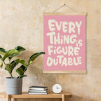 Everything is Figure outable Inspirational Wall Art Decor,Positive Motivational Poster,Affirmations Wall Hanging Poster for Office, Living Room, Bedroom ,Motivational Gift for Birthday,Graduation New job 14x18.5inch(Pink)