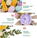 Easter Teardrop Swags 15.74inch Artificial Speckled Eggs Stairway Swag Decorated with Blooming Peonies, Colorful Daisies and Linen Bows Greenery Spring Floral Hanging Swags for Staircase