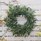 Olive Wreath 26 Inch Wreaths for Front Door with Purely Handmade Realistic Dense Olive Leaf Olive Berry, Elegant Home Decor Wreath Ideal for Front Door, Hallways, Any Area You Want to Brighten