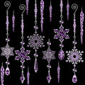 Giegxin 32 Pcs Crystal Christmas Ornaments Crystal Hanging Snowflakes Acrylic Xmas Tree Icicle Drop Decorations with Hooks for Christmas Snow Party Winter(Purple)