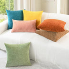 CaliTime Fall Throw Pillow Covers Decorative 18 X 18 Inches Pack of 4 Cozy Chenille Cushion Cases for Couch Sofa Bed Living Room Home Burnt Orange