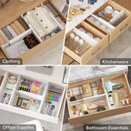 Lifewit 16 Pack 6" High Drawer Dividers 34-56cm/13.5-22" Adjustable Drawer Organizer for Clothes/Utensils, Expandable Drawer Separator in Dresser/Kitchen/Bedroom/Office Organization & Storage White