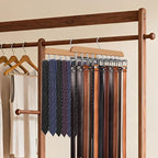 Tie Rack Hanger for Closet, 2 in 1 Belt Tie Hangers with 20 Folding Hooks, 360 Degree Rotating Wooden Tie Holder Organizer for Men Ties Belts Scarves Tank Tops Accessories, Wood (2 Pack)