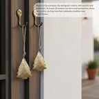 Rustic Iron Wall Accent – Set of 2, Handmade Metal Hanging Décor with Rope for Indoor & Outdoor Use (Golden Chrismas Tree, 5" 3.5)