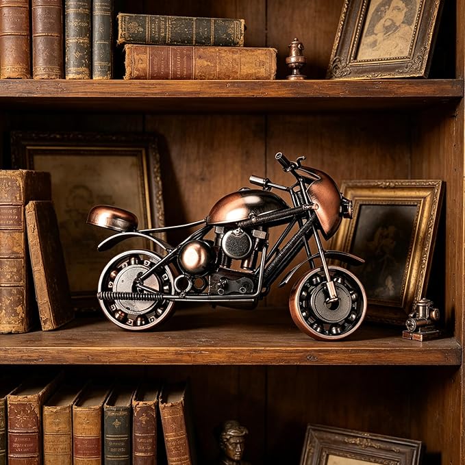 Metal Motorcycle Model - Collectible Moto Decor, Ideal Motorcycle Gifts for Men, Handcrafted Metal Replica for Study/Office/Living Room Decoration