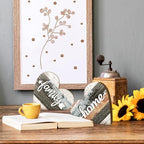 Jetec 2 Pcs Rustic Decorations for Living Room Home Shelf Mantel Entryway Table, Farmhouse Knick Knacks Christian Table Centerpiece Wooden Heart Decor for Dining Room Housewarming Gift(Simple Style)