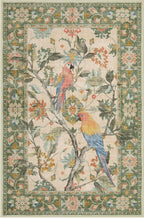Lahome Botanical Birds 5x7 Washable Living Room Rug, Boho Green Bedroom Dining Room Rugs for Under Table, Large Vintage Indoor Floor Carpet for Home Office Entryway (5x7ft,Green)