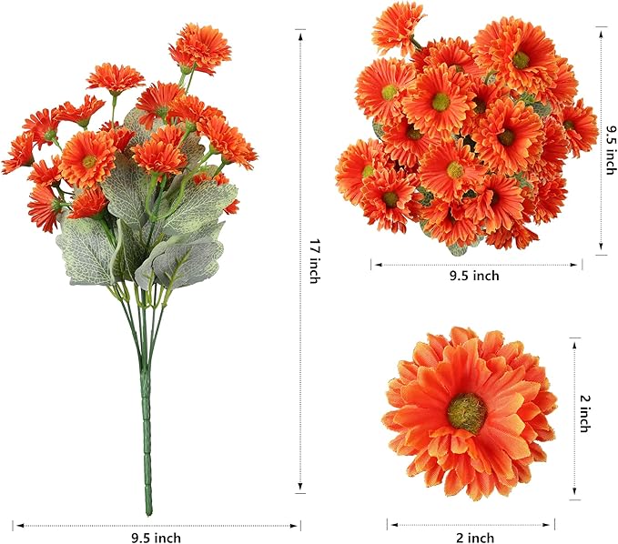 HyeFlora Dahlia Artificial Flowers for Outdoors Faux Plants Spring Decoration, 6 Bundles Fake Outdoor Flower Realistic Daisy UV Resistant Silk Flowers for Outside Planter Patio Yard Garden Porch Home