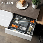 ISSEVE 8Pcs Nesting Silicone Drawer Organizer Trays, 4 Size Versatile Vanity Bathroom & Desk Drawer Organizer Set Storage Bins for Office,Kitchen,Nightstand,Black