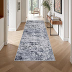 Washable Area Rug 3x8 Entryway Rug: Washable Modern Abstract Soft Thin Rug Indoor Floor No Slip Stain Resistant Carpet for Bedroom Dining Room Farmhouse Nursery Home Office - Grey