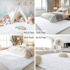 OLANLY 7x10 Machine Washable Large Area Rugs for Living Room, Bedroom, Soft Fluffy Shaggy Bedside Rug, Indoor Floor Carpet for Kids Girls and Boys, Dorms, Nursery, Home Decor Aesthetic, White