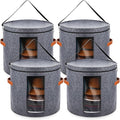 Suzile 4 Pcs Hat Boxes Oversized Round Cowboy Hat Storage Box for Women Men 19" x 17" Cowboy Large Felt Organizer Bag Baseball Cap Container with Dustproof Lid for Clothes Case Travel Gift(Gray)