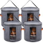 Suzile 4 Pcs Hat Boxes Oversized Round Cowboy Hat Storage Box for Women Men 19" x 17" Cowboy Large Felt Organizer Bag Baseball Cap Container with Dustproof Lid for Clothes Case Travel Gift(Gray)