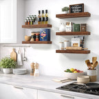 Sorbus Floating Shelves for Wall – 16 Inch Floating Shelf for Kitchen, Bedroom, Living Room, Bathroom, Home & Wall Decor - Mounted Bathroom Shelves with Invisible Brackets (Walnut, 2 Pack)