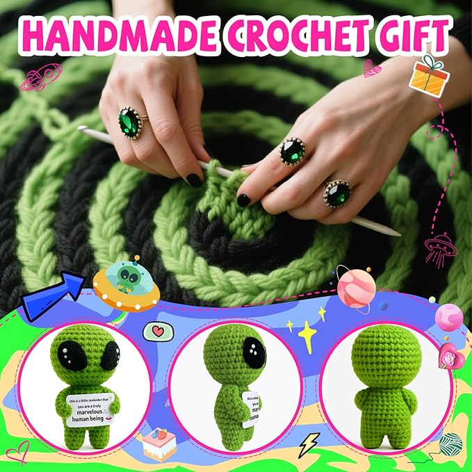 MAMAGIFTREE You are a Truly Marvelous Human Being Crochet Alien – Funny Handmade Gift for Friend, Coworker, Women, Men, Graduation Birthday