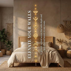 opulinea 32 Inch Hammered Gold Moon Phase Metal Wall Decor with LED String Lights, Celestial Hanging Wall Sculpture, Boho Lunar Wall Art for Bedroom, Living Room, Bathroom, Apartment