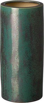 Emissary Home and Garden 19.5 in. H Round Ceramic Umbrella Stand in Graphite Green with High-fire Treatment