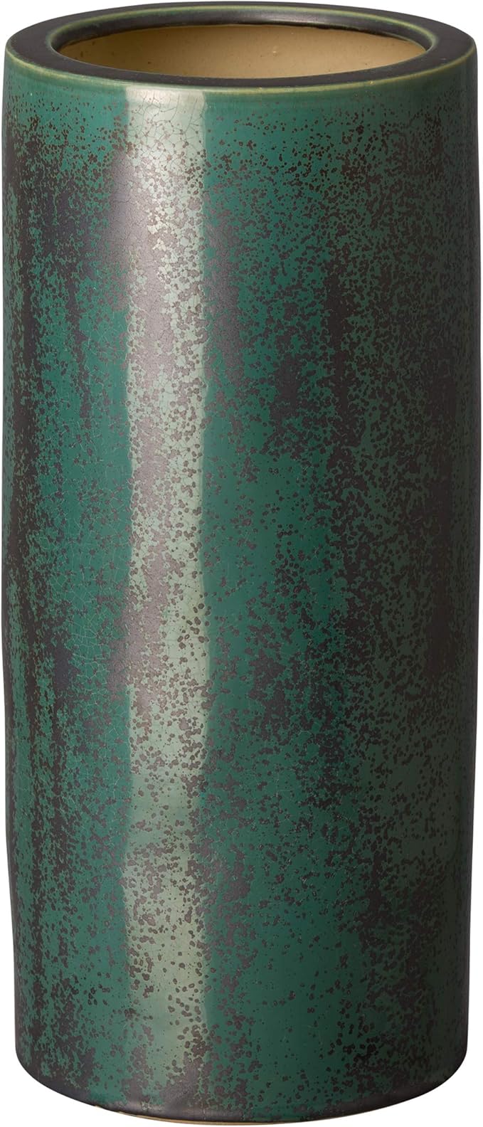 Emissary Home and Garden 19.5 in. H Round Ceramic Umbrella Stand in Graphite Green with High-fire Treatment