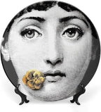 Lina Cavalieri Plate, Wall Decorative Plate, Mysterious Face Plate Wall Hanging Decoration,Including Bracket And Special Spring HooK, (Style-1, 8inch)